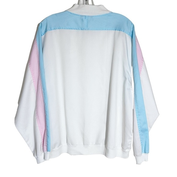 Vintage White Pastel Pink Blue Full Zip Jacket Size Large - Picture 2 of 7